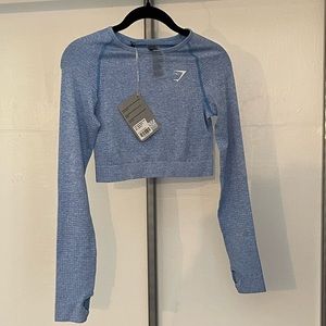Gymshark Vital Long Sleeve Crop M in Malibu Blue